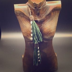 Deerskin Lariat Necklace with Tahitian Pearl